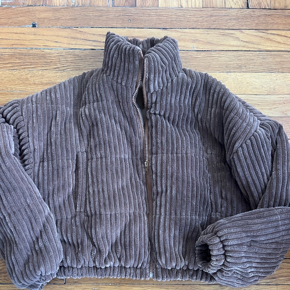 SHEIN brown, soft, corduroy cropped jacket